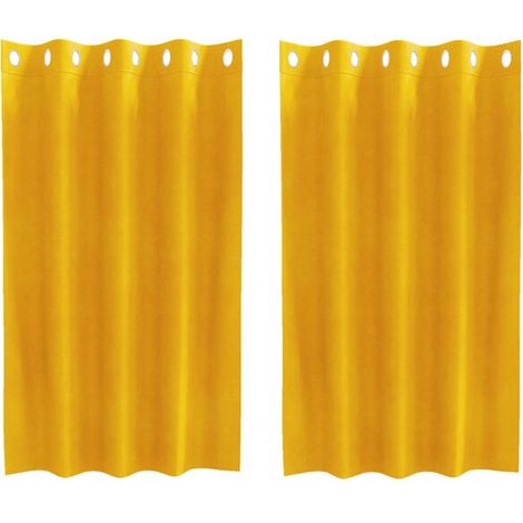 Rideaux occultants, lot de 2, jaune moutarde, 140 x 140 cm, matière velours.