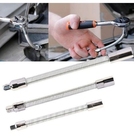Rallonge Flexible - Acier Inoxydable - Pour Douilles et Clés à Cliquet - 1/4 Pouces 3/8 Pouces 1/2 Pouces - Lot de 3 (1/5)