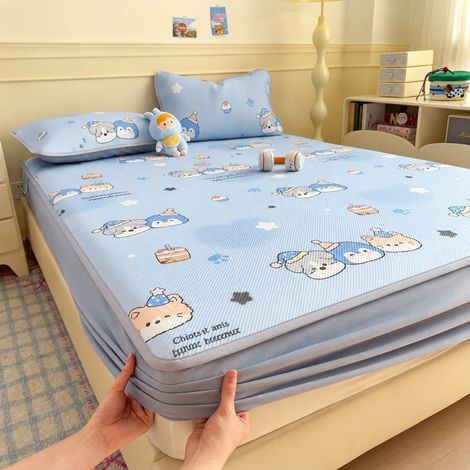 Drap-housse protège-matelas rafraîchissant 90x200 cm avec 1 taie d'oreiller motif Famille Joyeuse 90cm 200cm réf 8026 2 kg – Livraison gratuite