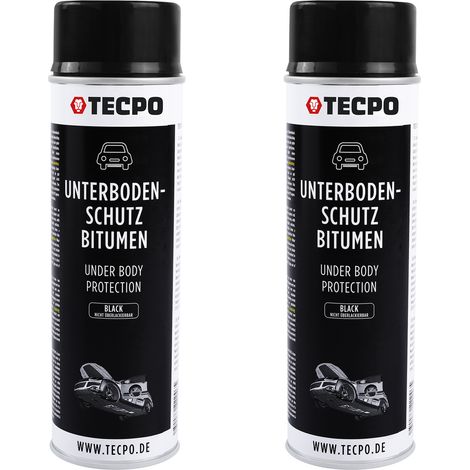 TECPO Unterbodenschutz Bitumen 2x 500ml schwarz Steinschlagschutz UBS Versieglung Spray Schutz vor Steinschlag, Rost, Chemikalien mit Anti-Dröhn-Wirkung