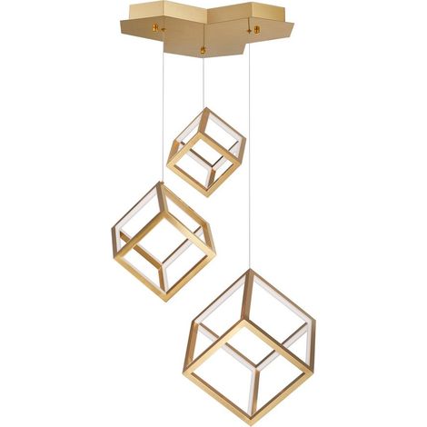 Merano Augusta Plafonnier LED Suspendu Intégré Aluminium Doré, Silicone LED 110W 8250Lm 3000K