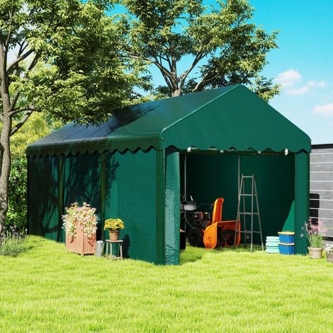Tente garage carport 3 x 6m Auvent de voiture robuste avec 2 portes enroulables. toile 200g PE. vert