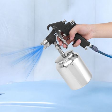 Pistolet à peinture pneumatique, aérographe, noir, 2,5 mm + réservoir inférieur avec pulvérisation haute performance pour voitures (1/5)