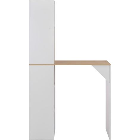 Maison Exclusive - Mesa de bar con estantería blanca 115x59x200 c