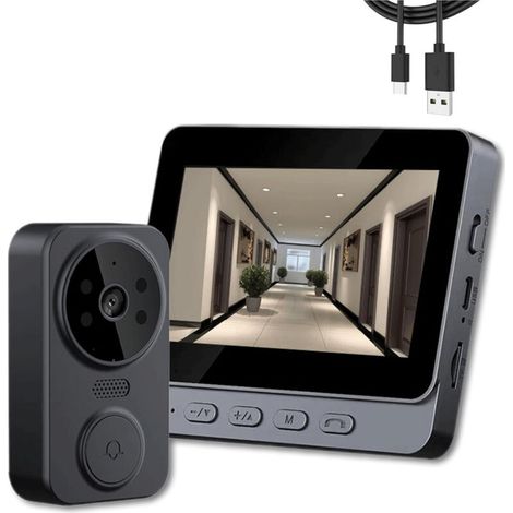 Sonnette vidéo extérieure avec moniteur - Communication bidirectionnelle - Captures d'images HD - Connexion Bluetooth - Batterie longue durée - Installation facile (1/5)