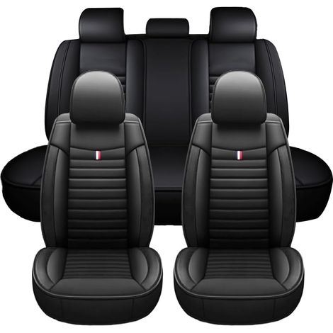 Lot de 5 Housses de Siège Universelles en Cuir pour C3 C3 Picasso C4 Cactus C5 Aircross C5 X C6 DS4 DS5 Noir (1/5)