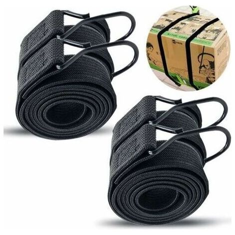 Set aus 4 elastischen Spanngurten mit Haken, 2 m elastische Gepäckhaken, Fahrrad-Gepäcks-Spanngurten, dehnbarer Gummigurt für Gepäck, Transport, Camping. (1/5)