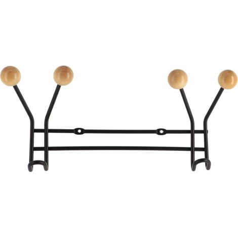 Kleiderhaken aus metall mit 2 haken zur befestigung an der holzdekoration - schwarz holz - Tendance