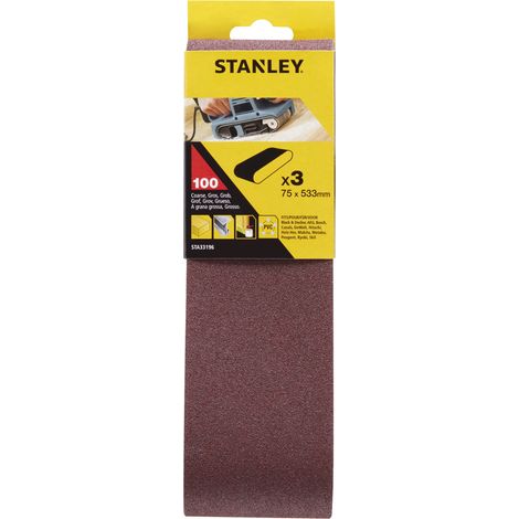 Stanley 3 bandas de lijado 75x533 grano 100 sta33196-xj