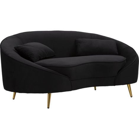 Divanetto 2 Posti Oslo con Cuscini Nero 148x68x84 cm in Poliestere Nero/Oro (1/5)