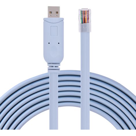 Câble plat de console série CAT5 USB 2.0 mâle vers RJ45 mâle pour routeurs et commutateurs Cisco (1/5)