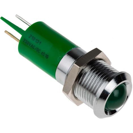 Voyant LED lumineux Vert RS PRO, dia. 14mm, 230V c.a., IP67 ( Prix pour 1 )