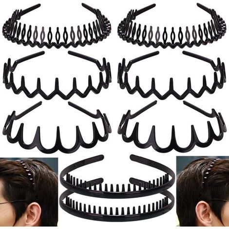 Accesorios para el cabello de mujer, juego de 8 piezas, diademas, gomas para el cabello, coronas para diademas, plástico, con textura dentada. (1/5)