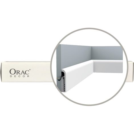 Zócalo redondeado resistente al agua - Orac Decor - L200xP2,5xH12 - Caja completa 44 metros - SX185