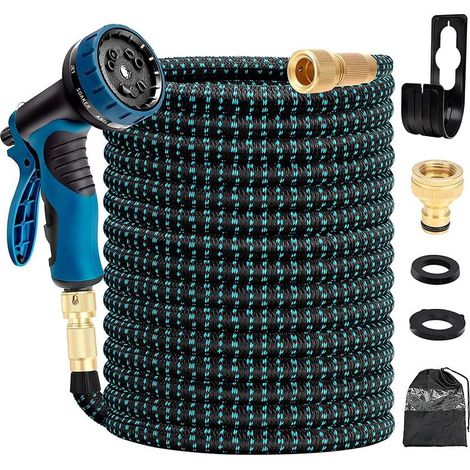 Tuyau d'arrosage extensible 30m 9 modes de pulvérisation Tube en latex 3 couches Raccords en laiton Facile à ranger (1/5)