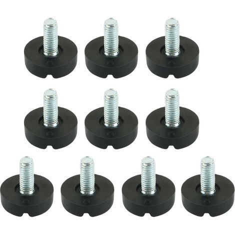 10pcs Pieds de Nivellement Meuble Réglable Noir Ton Argenté (1/5)