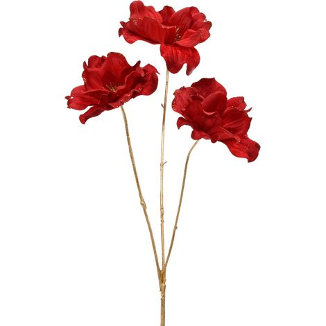 Anemone su stelo glitter altezza 60 cm rosso Peraga Christmas