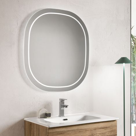 Specchio da bagno sagomato HELIOS 90 cm con LED frontale 4000K (1/3)