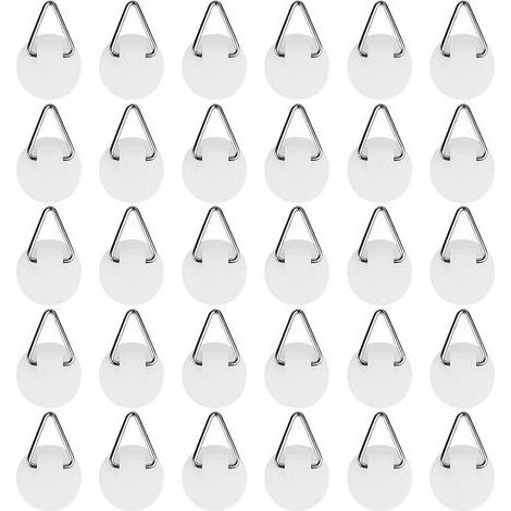 Lot de 30 Crochet Autocollant pour Tableau, Crochets Muraux Adhésifs pour Cadres Photos, Accroches Solides 5kg Maximale, Installation Facile sans Outils (Petit Cercle) (1/5)