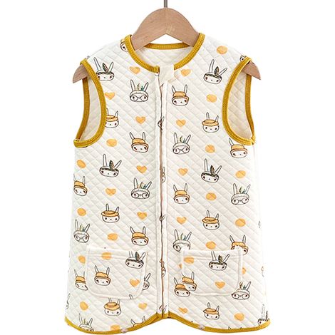 1 gigoteuse bébé en coton, motif lapin, sans manches, avec jambes séparées, pour automne-hiver (1/5)