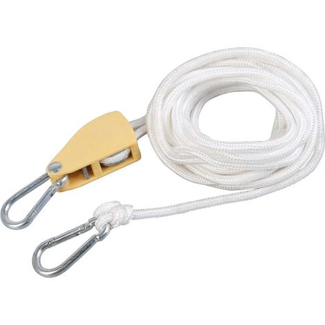 Corde à linge résistante avec système de fixation, coupe-vent, réglable, en polyester, pour sécher une couette de voyage ou tout autre accessoire de plein air (1/5)