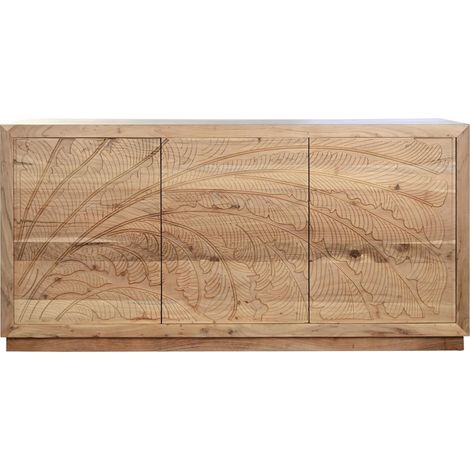 Commode, meuble de rangement en bois d'acacia et MDF coloris naturel - Longueur 178 x Profondeur 46 x hauteur 90 cm -PEGANE- (1/5)