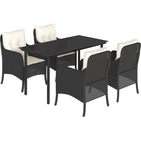 Maison Exclusive - Set da Pranzo da Giardino 5 pz Nero con Cuscini in Polyrattan (1/5)