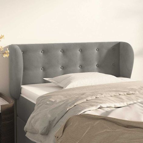 vidaXL Tête de lit avec oreilles Gris clair 93x23x78/88 cm Velours (1/5)