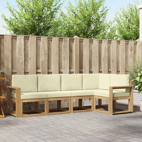 vidaXL Outdoor-Sofagarnitur mit Kissen 5 pcs Weiß und Creme (1/5)