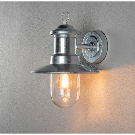 Maritime LED Außenwandlaterne galvanisierter Stahl & klares Glas, Höhe 30,5cm (1/5)