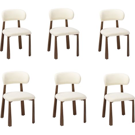WOLTU 6x Esszimmerstühle mit Fester Rückenlehne, Küchenstühle aus Chenille-Stoffbezug Metallgestell, für Esszimmer, Küche & Gastronomie, Beige (1/5)