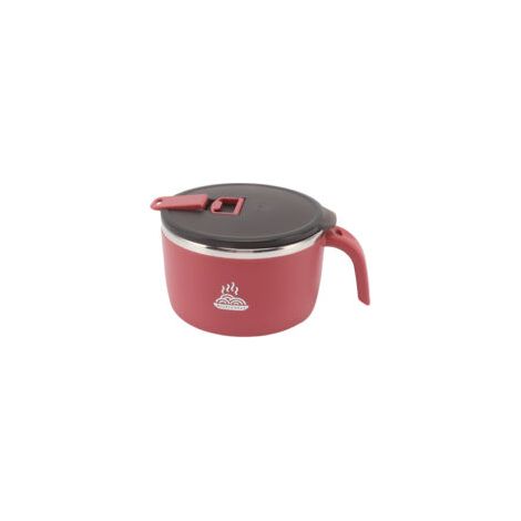 Bol à nouilles instantanées en acier inoxydable 900 ml rouge, bol repas portable avec couvercle (1/5)