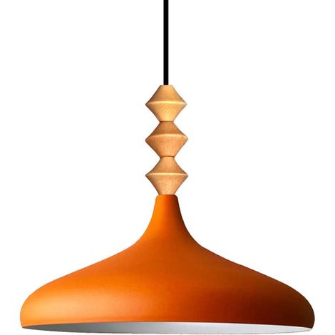 Lampe Suspendue Simple en Q Titre Orange – Lustre Vintage E27 Ø35 cm pour Salon, Chambre ou Salle à Manger (1/5)