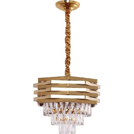 Lustre Suspension Design Cristal Doré pour Salon et Salle à Manger Ø 40 cm 6x E14 - PANGIVO (1/3)