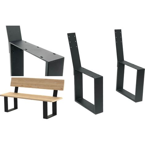 DanDiBo 2x Bankbeine Metall Schwarz mit Lehne Set Massiv DIY Bank Füße 96478 Sitzgestell für Gartenbank Bankgestell Robust Stabil