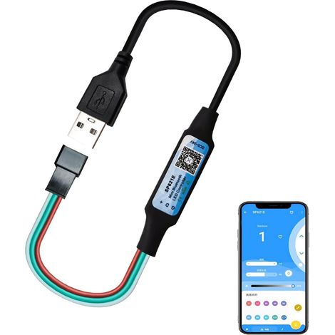 SP621E Bluetooth-LED-Controller – 1 Stück – Schwer entflammbarer Kunststoff – RGB-Musikeffekte – Für WS2811/WS2812B-Streifen – 5–24 V (1/5)