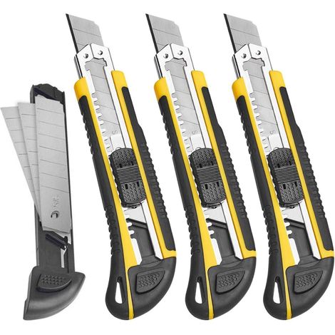 Cutter-Messer 3er-Pack mit 18mm SK5 Klingen und automatischem Klingenwechsel (1/5)