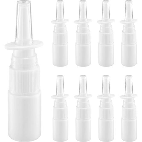 Lot de 20 flacons pulvérisateurs nasaux vides, format voyage, en plastique (10 ml)-9.50X2.00X2.00CM-White (1/2)