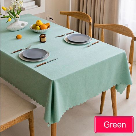 Nappe imperméable, en coton et lin nordiques, nappe japonaise, nappe unie pour table à manger/table basse, verte. Verte (1/5)