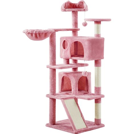 Homevive Rascador para Gatos Árbol para Gatos Medinos Castillo Juego de Gato Gatitos Mascotas, con Alfombra Rascadora Rosa
