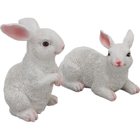 paire de décorations en résine représentant des lapins, sculptures et statues d'animaux pour balcon ou jardin. (1/5)
