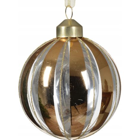 Christbaumkugel, Glas, Gold, 8 cm, 1 Stück (1/4)