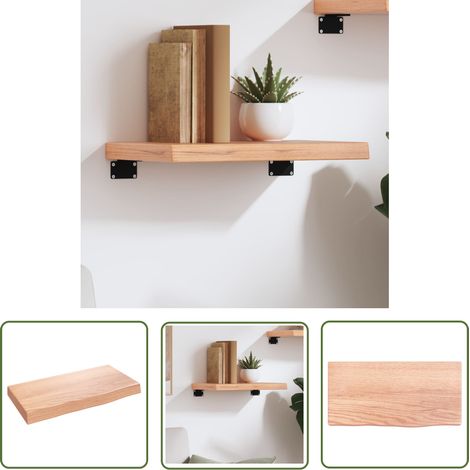 The Living Store Wandregal Hellbraun 40x20x4 cm Massivholz Eiche Behandelt - Wandregal - Eichendielen - Holzmöbel - Rustikal - Deko Regal (1/5)