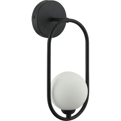 Applique murale noire globe verre blanc ovale G9 40W Italux (1/2)
