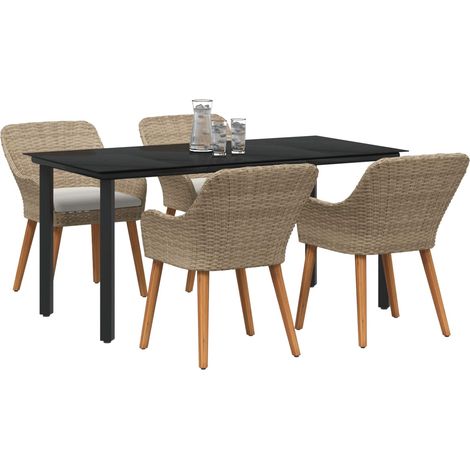 Maison Exclusive - Garten Essgruppe mit Kissen 5 pcs Beige Poly-R