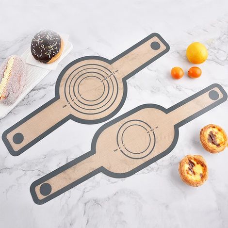 Tapis à pâte – 2 pièces – Silicone – Marquages – Inserts ronds/ovales – Cuisine et boulangerie (1/5)