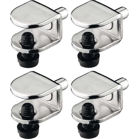 Cyclingcolors – Lot de 4 taquets en acier pour tablette verre 8mm à 9mm – Vis de sécurité – Support pour placard meuble étagère armoire (1/2)