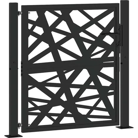 Portail de jardin, construction en acier, design moderne, noir (1/2)
