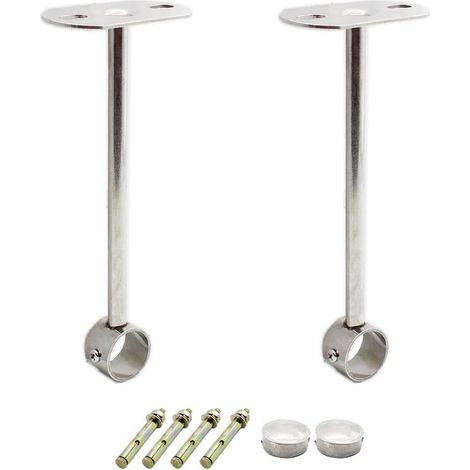 2 Stück Deckenhalterung，Edelstahl-Kleiderstangenhalterung für Deckenmontage，Schrank- und Kleiderstangengriffhalterung mit Flanschanschluss 200 mm (1/5)