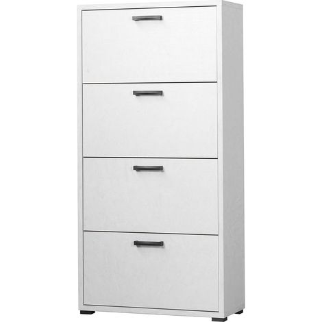 3280BCM Scarpiera Montata 4 Ante a ribalta Doppie Spessore 25mm finitura bianco cemento 75,3 L x 151,8 H x 33 P